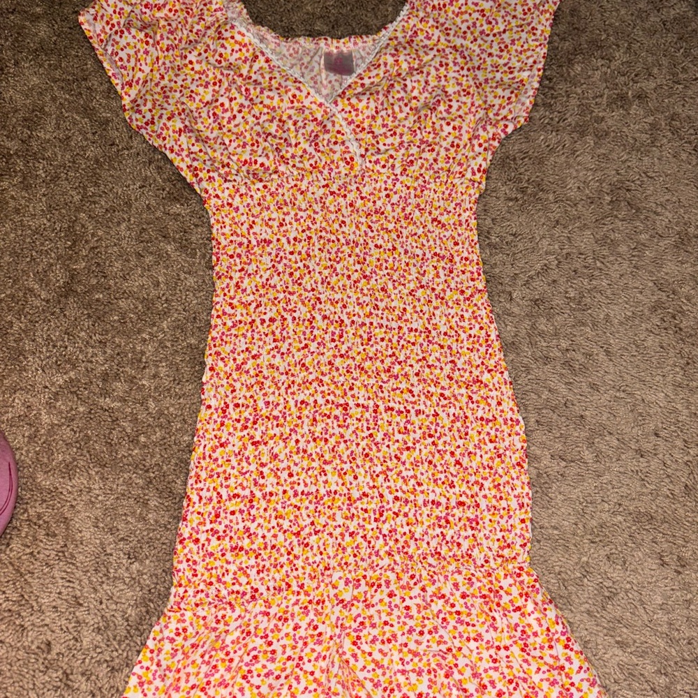 Floral Print Dress with Ruffle Sleeves